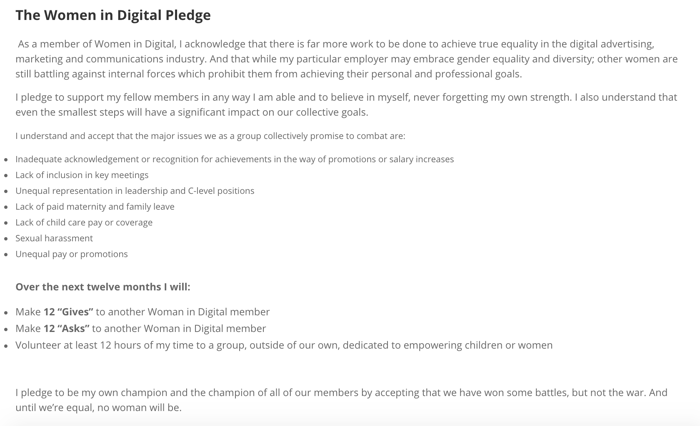 Women in Digital Pledge